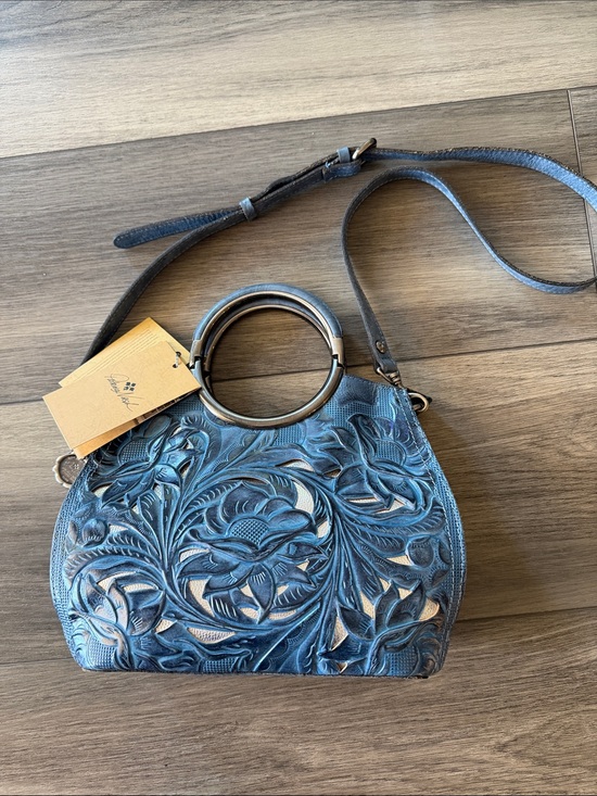 Patricia Nash Handbags - Patricia Nash Blue Floral Cutout Satchel with Silver Underlay